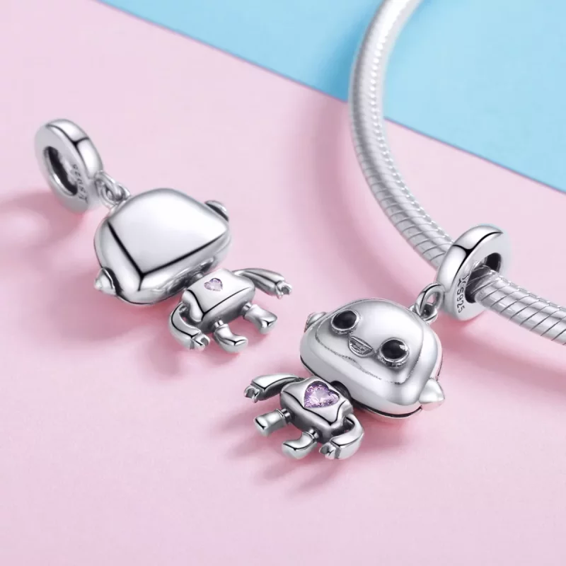 (afbeelding voor) Pandora Style Robot Hangende Bedel - SCC924 - Bekijken 4
