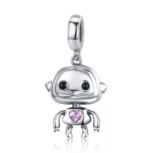 (afbeelding voor) Pandora Style Robot Hangende Bedel - SCC924