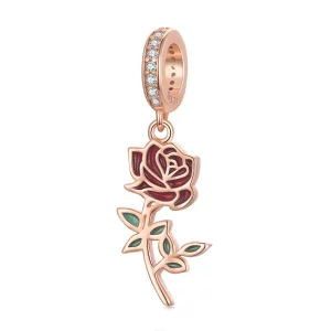 Pandora Style Rode Roos Hangende Bedel - BSC642 (afbeelding voor) Pandora Style Rode Roos Hangende Bedel - BSC642