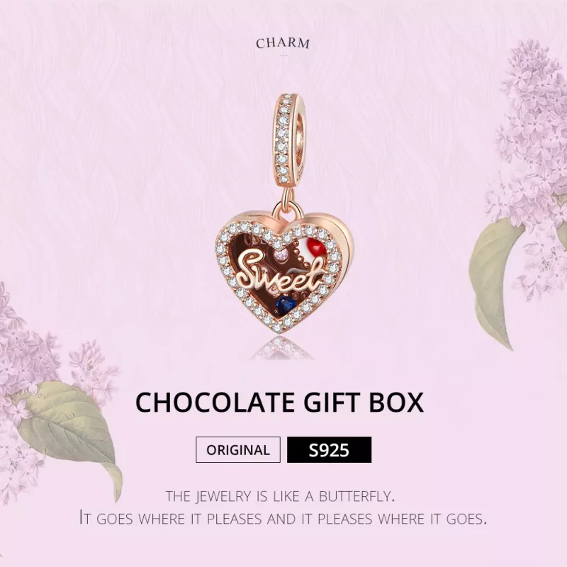 (afbeelding voor) Pandora Style Rose Chocolade Geschenkdoos Hangende Bedel - SCC1670 - Bekijken 6