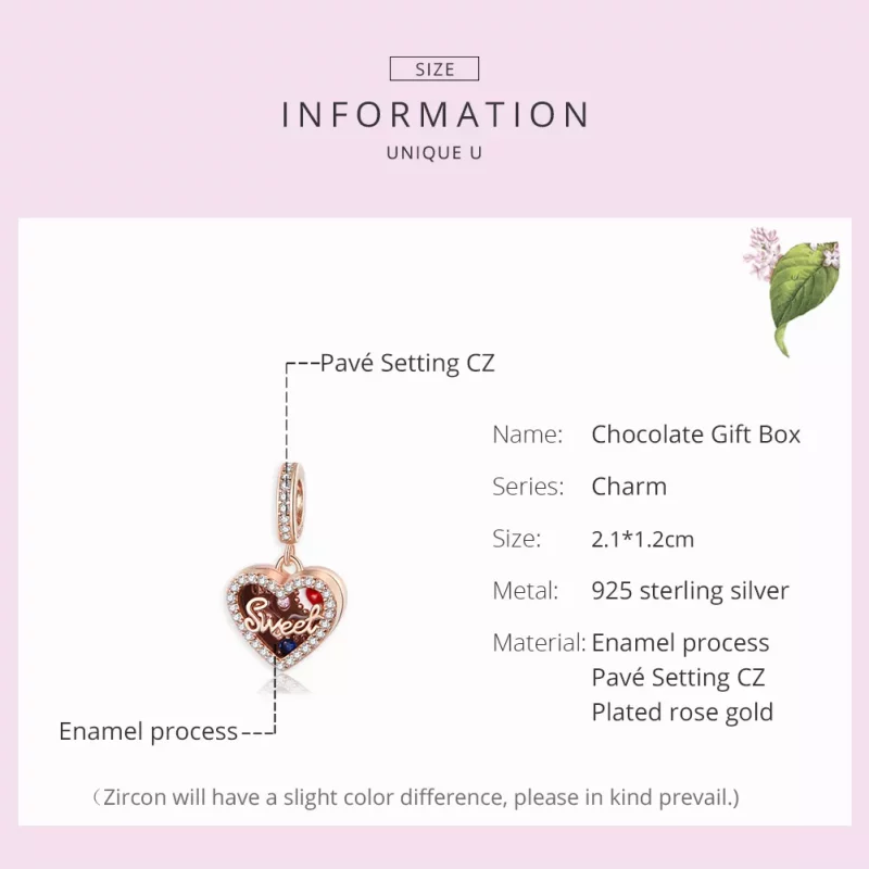 (afbeelding voor) Pandora Style Rose Chocolade Geschenkdoos Hangende Bedel - SCC1670 - Bekijken 7