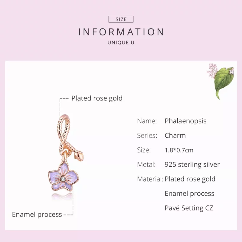 (afbeelding voor) Pandora Style Rose Orchidee Hangende Bedel - BSC287 - Bekijken 7