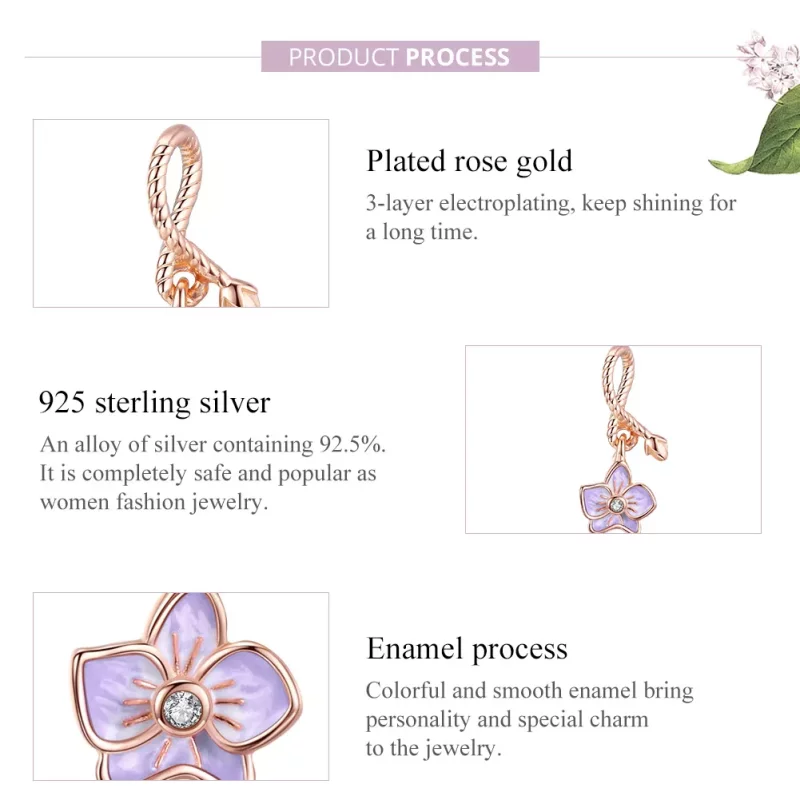 (afbeelding voor) Pandora Style Rose Orchidee Hangende Bedel - BSC287 - Bekijken 8