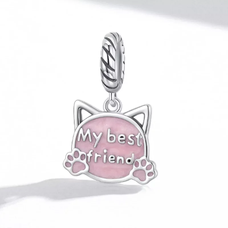 (afbeelding voor) Pandora Style Roze Kat Hangende Bedel - BSC519 - Bekijken 2