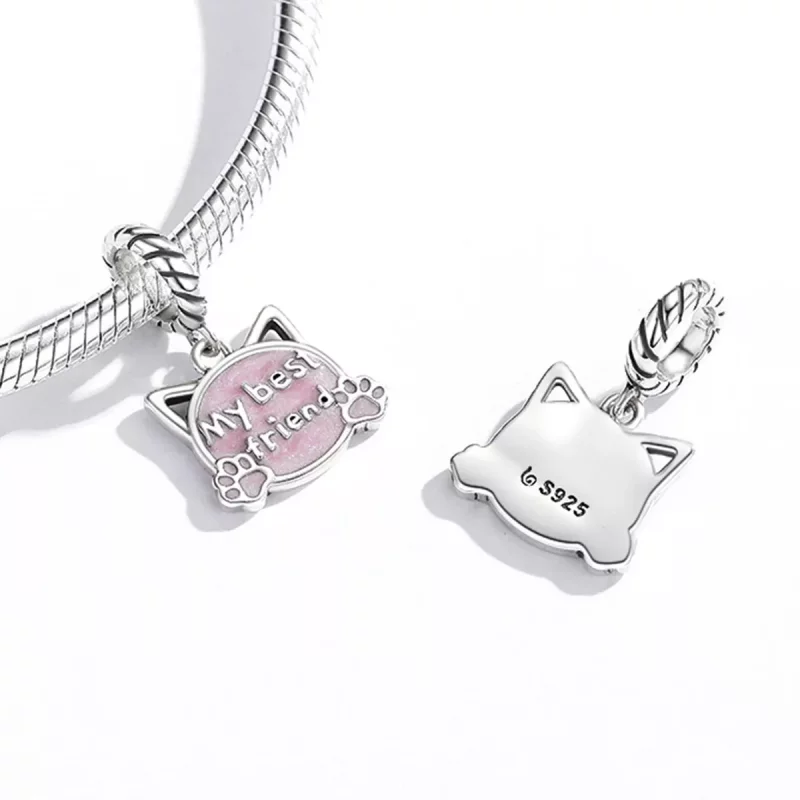 (afbeelding voor) Pandora Style Roze Kat Hangende Bedel - BSC519 - Bekijken 4