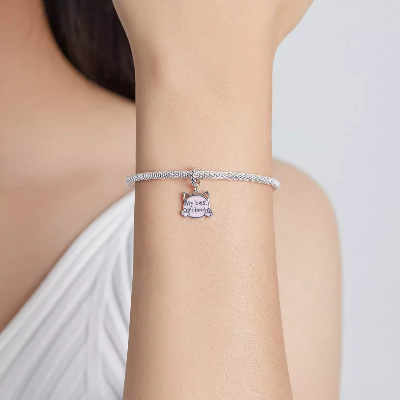 (afbeelding voor) Pandora Style Roze Kat Hangende Bedel - BSC519 - Bekijken 5