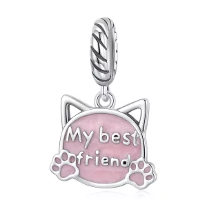 Pandora Style Roze Kat Hangende Bedel - BSC519 (afbeelding voor) Pandora Style Roze Kat Hangende Bedel - BSC519