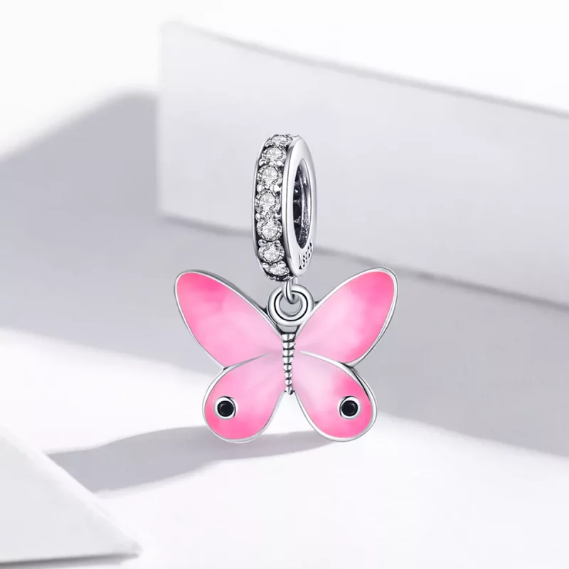 (afbeelding voor) Pandora Style Roze vlinder Hangende Bedel - SCC1728 - Bekijken 2