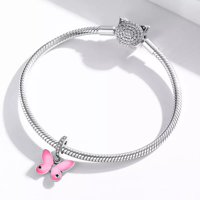 (afbeelding voor) Pandora Style Roze vlinder Hangende Bedel - SCC1728 - Bekijken 3