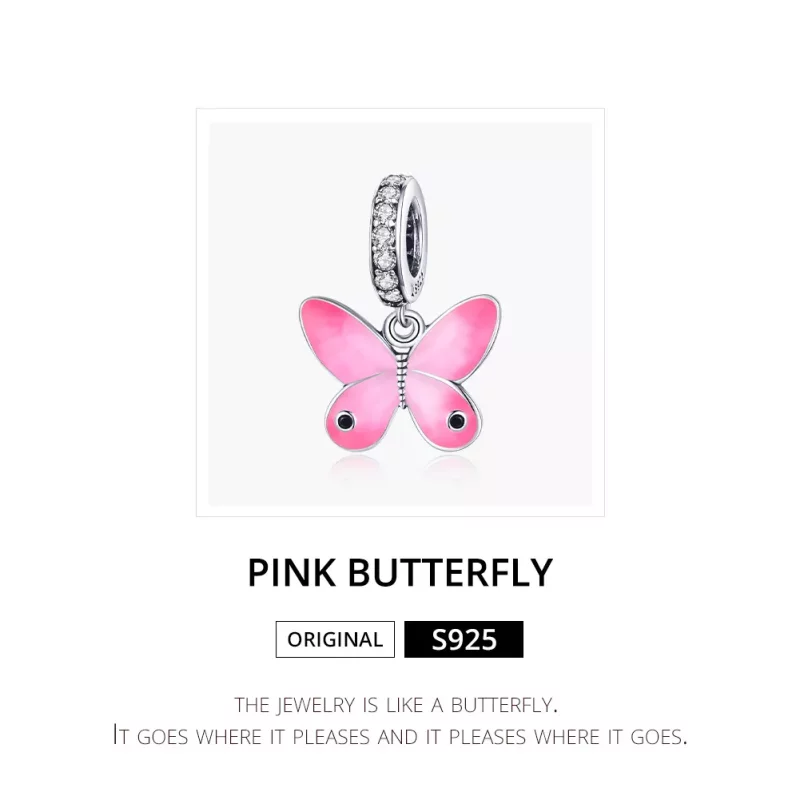 (afbeelding voor) Pandora Style Roze vlinder Hangende Bedel - SCC1728 - Bekijken 6