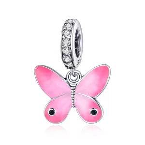 (afbeelding voor) Pandora Style Roze vlinder Hangende Bedel - SCC1728