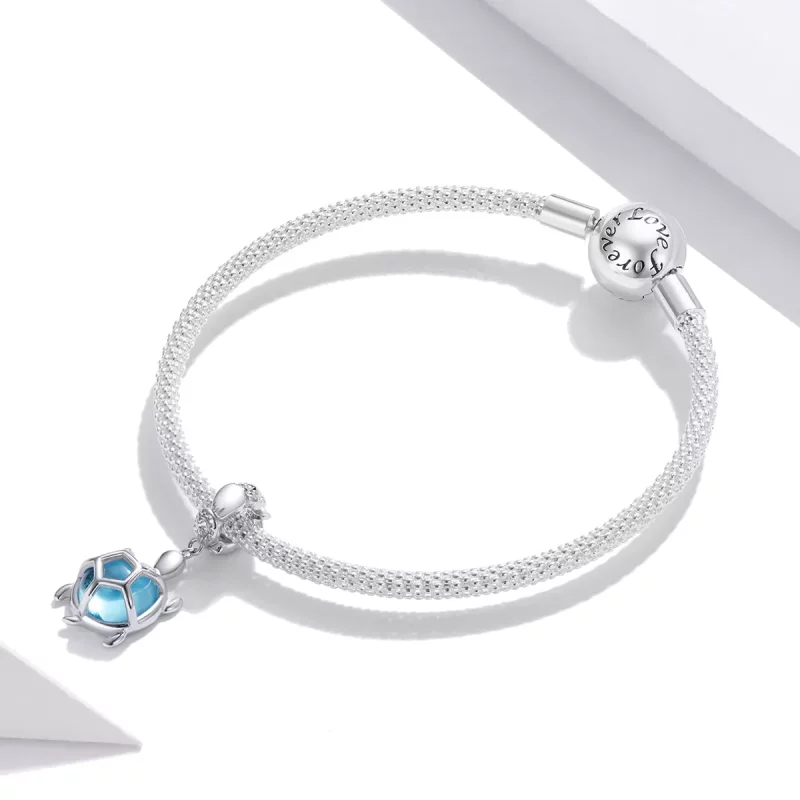 (afbeelding voor) Pandora Style Schildpad van blauw Muranoglas Hangende Bedel - SCC1804 - Bekijken 3