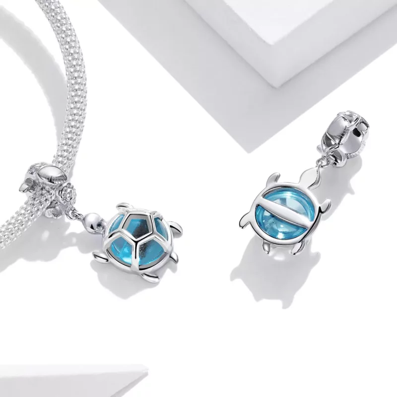(afbeelding voor) Pandora Style Schildpad van blauw Muranoglas Hangende Bedel - SCC1804 - Bekijken 4