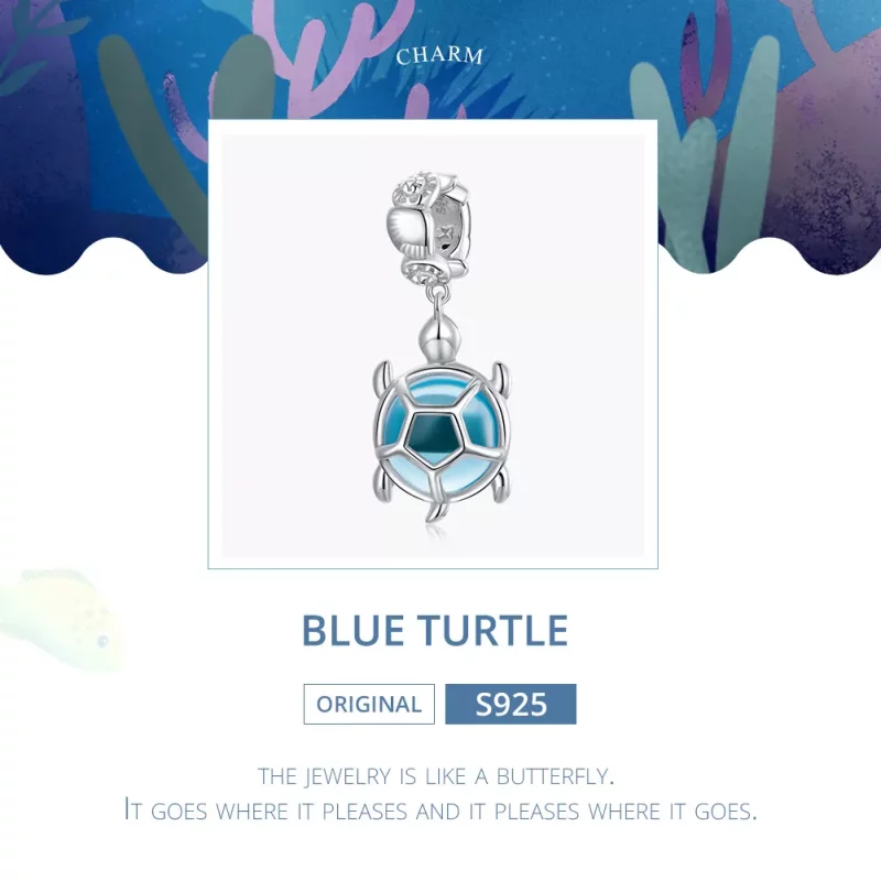 (afbeelding voor) Pandora Style Schildpad van blauw Muranoglas Hangende Bedel - SCC1804 - Bekijken 6