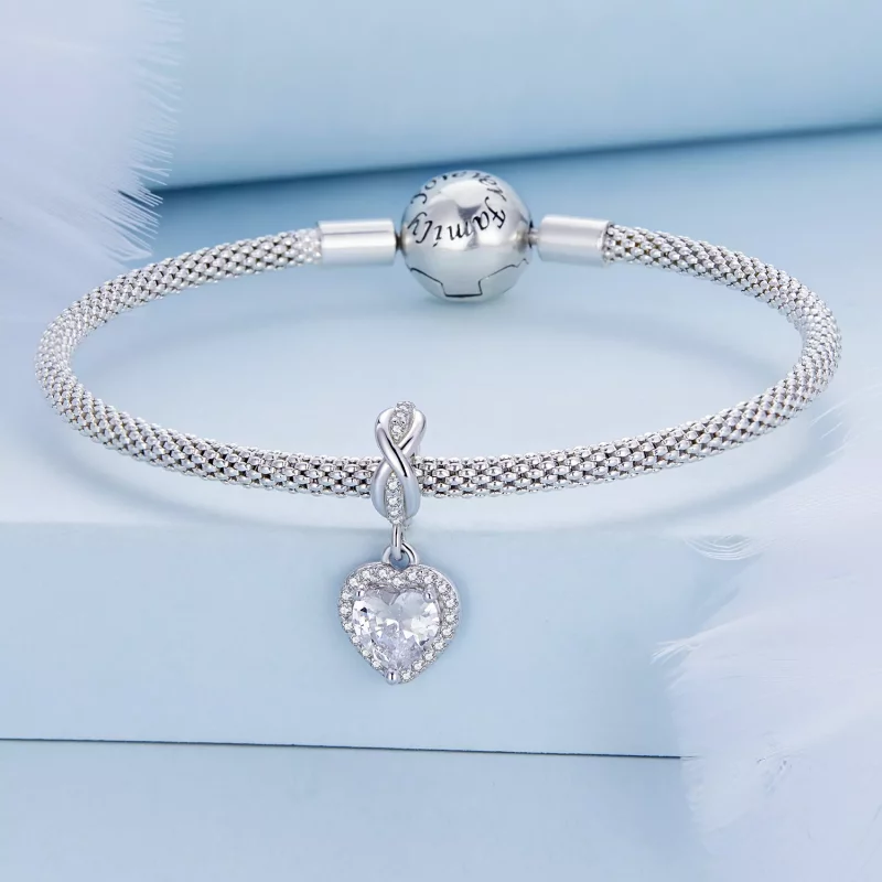 (afbeelding voor) Pandora Style Stralend Hart Hangende Bedel - BSC663 - Bekijken 3