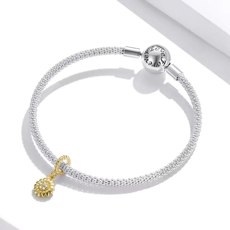 (afbeelding voor) Pandora Style Stralende Zonnebloem Hangende Bedel - BSX002-L - Bekijken 3