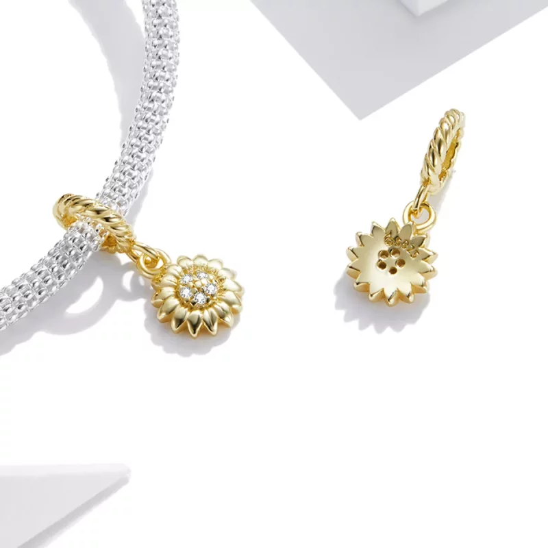(afbeelding voor) Pandora Style Stralende Zonnebloem Hangende Bedel - BSX002-L - Bekijken 4