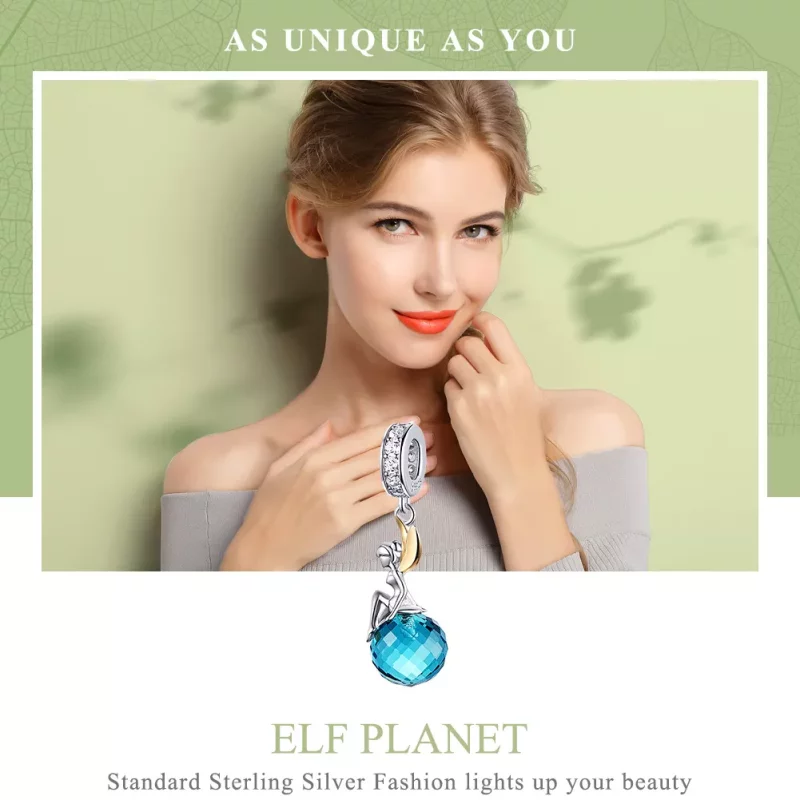 (afbeelding voor) Pandora Style Tweekleurige elfenplaneet Hangende Bedel - BSC056 - Bekijken 6