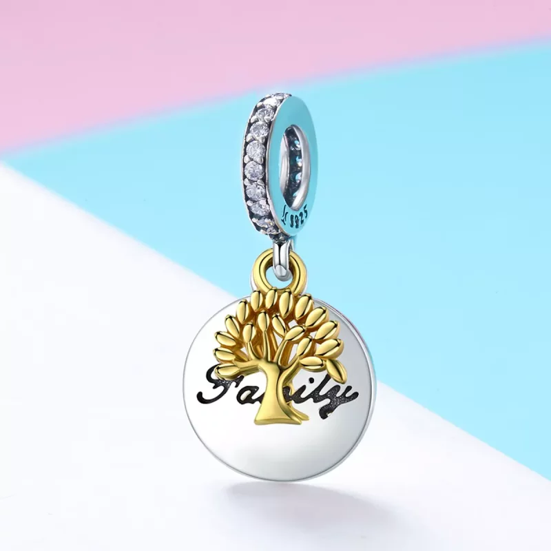 (afbeelding voor) Pandora Style Tweekleurige Vintage Levensboom Hangende Bedel - SCC816 - Bekijken 2