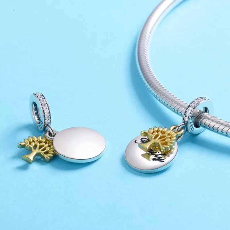 (afbeelding voor) Pandora Style Tweekleurige Vintage Levensboom Hangende Bedel - SCC816 - Bekijken 3