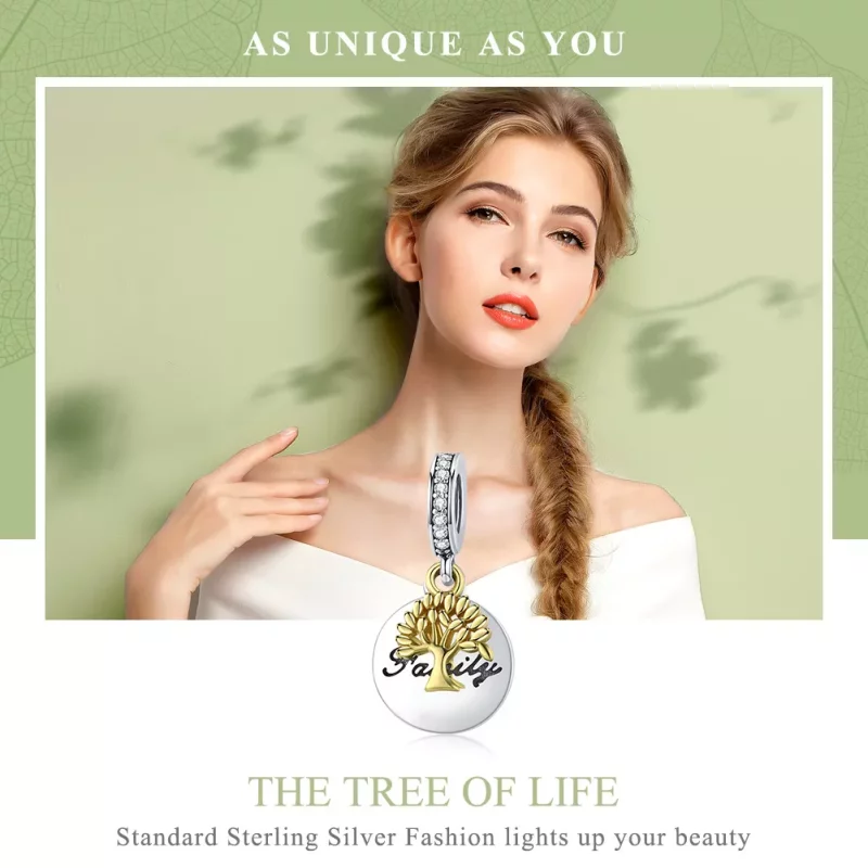 (afbeelding voor) Pandora Style Tweekleurige Vintage Levensboom Hangende Bedel - SCC816 - Bekijken 6