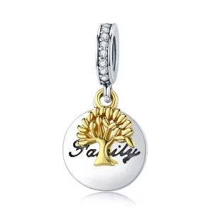 (afbeelding voor) Pandora Style Tweekleurige Vintage Levensboom Hangende Bedel - SCC816