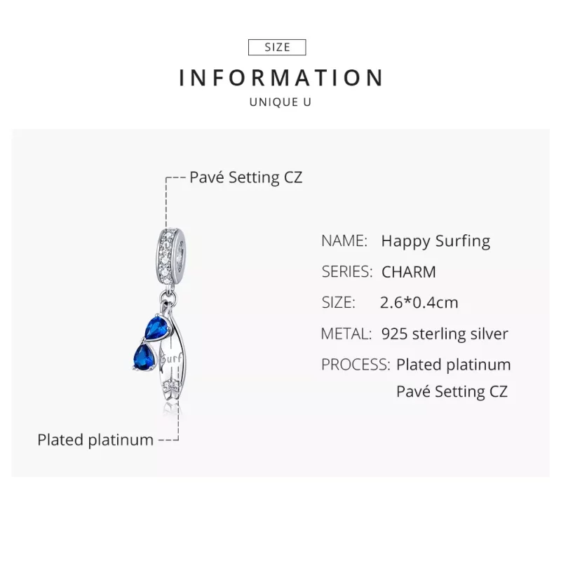 (afbeelding voor) Pandora Style Veel surfplezier Hangende Bedel - BSC263 - Bekijken 8
