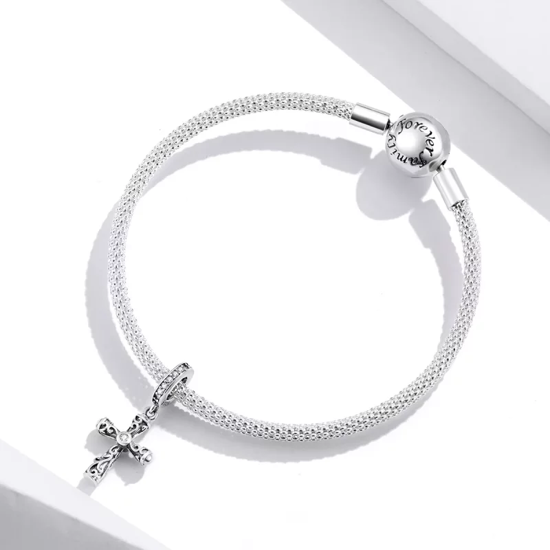 (afbeelding voor) Pandora Style Vintage kruis Hangende Bedel - BSC313 - Bekijken 3