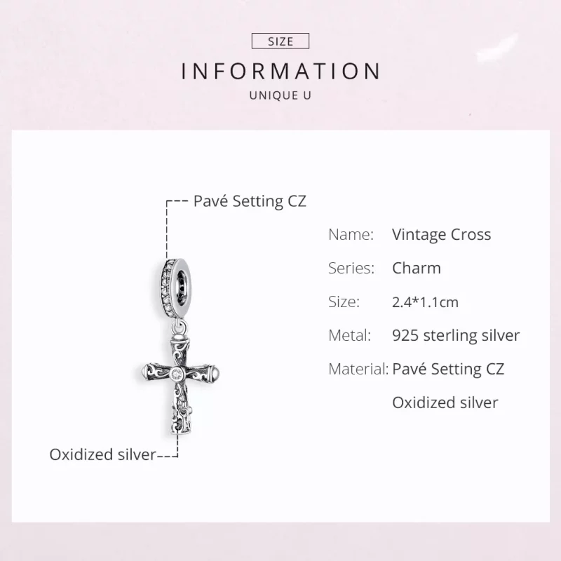 (afbeelding voor) Pandora Style Vintage kruis Hangende Bedel - BSC313 - Bekijken 6