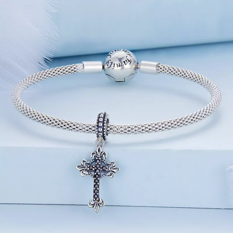 (afbeelding voor) Pandora Style Vintage Kruis Hangende Bedel - BSC669 - Bekijken 3