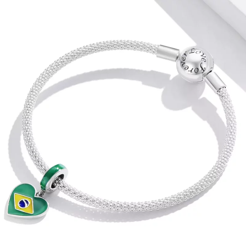 (afbeelding voor) Pandora Style Vlag van Brazilië met liefdeshart Hangende Bedel - SCC2084 - Bekijken 3