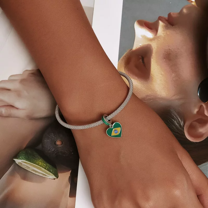 (afbeelding voor) Pandora Style Vlag van Brazilië met liefdeshart Hangende Bedel - SCC2084 - Bekijken 6