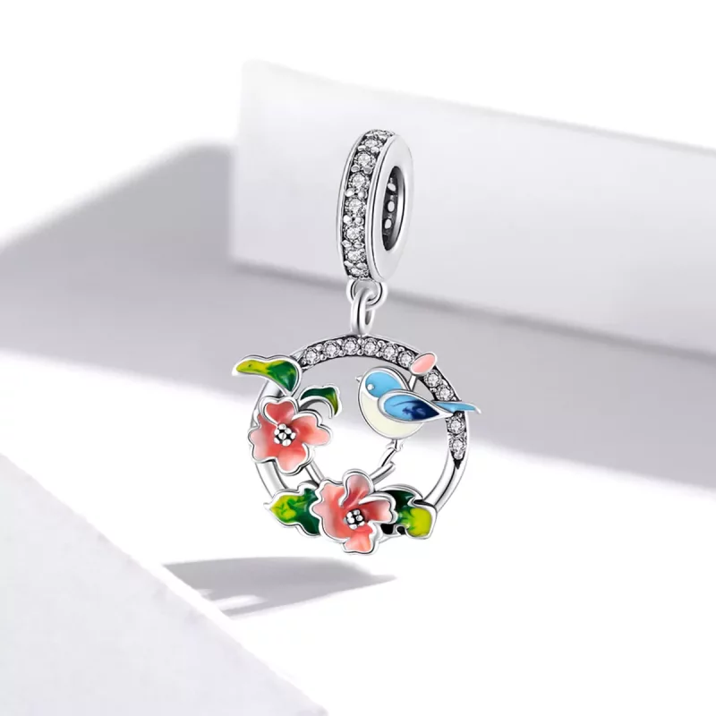 (afbeelding voor) Pandora Style Vogels & Bloemen Hangende Bedel - SCC1726 - Bekijken 2