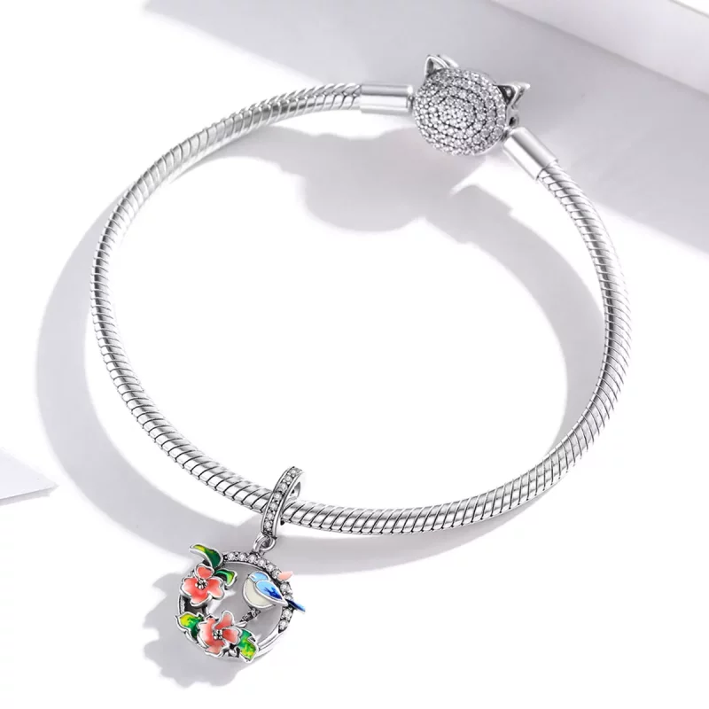(afbeelding voor) Pandora Style Vogels & Bloemen Hangende Bedel - SCC1726 - Bekijken 3