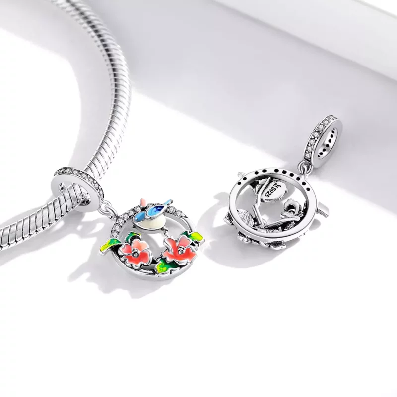 (afbeelding voor) Pandora Style Vogels & Bloemen Hangende Bedel - SCC1726 - Bekijken 4