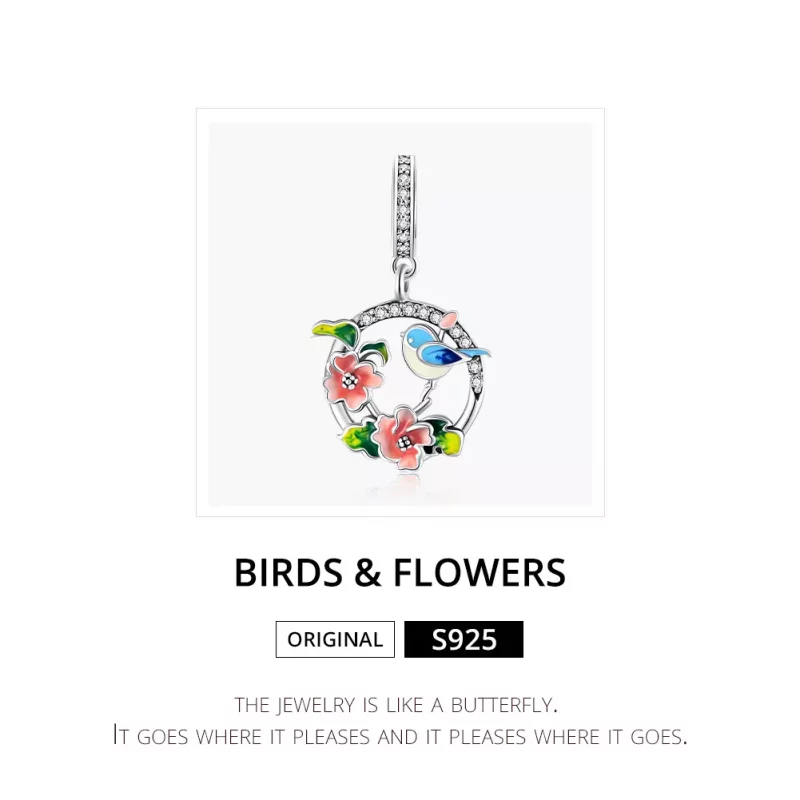 (afbeelding voor) Pandora Style Vogels & Bloemen Hangende Bedel - SCC1726 - Bekijken 6
