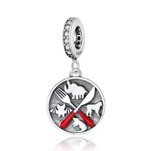 Pandora Style Weiger wilde dieren te eten Hangende Bedel - SCC1588 (afbeelding voor) Pandora Style Weiger wilde dieren te eten Hangende Bedel - SCC1588