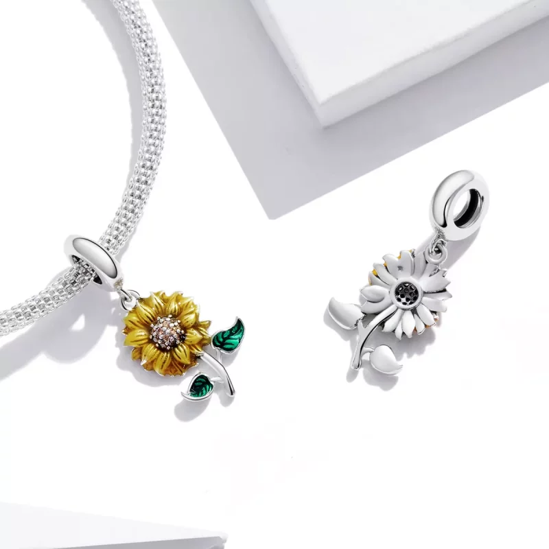 (afbeelding voor) Pandora Style Zonnebloem Hangende Bedel - SCC2079 - Bekijken 4
