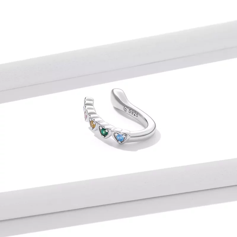 (afbeelding voor) Pandora Style Regenboog Hart Oorclip - BSE573 - Bekijken 2