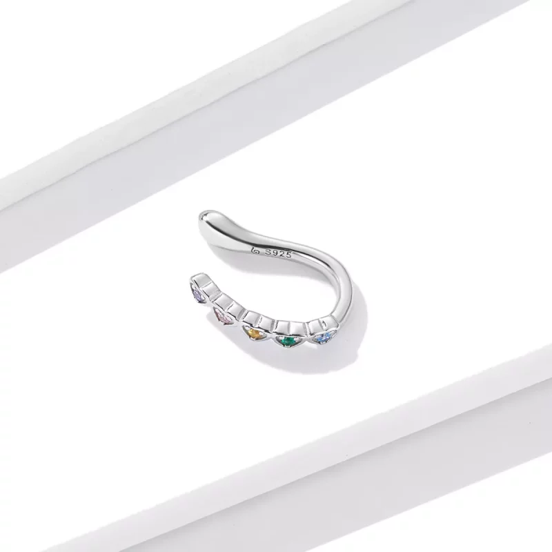 (afbeelding voor) Pandora Style Regenboog Hart Oorclip - BSE573 - Bekijken 3