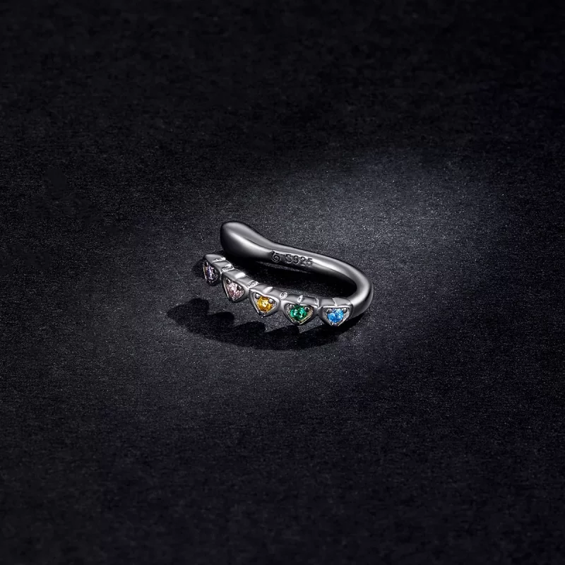 (afbeelding voor) Pandora Style Regenboog Hart Oorclip - BSE573 - Bekijken 5