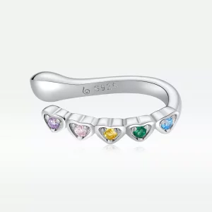 Pandora Style Regenboog Hart Oorclip - BSE573 (afbeelding voor) Pandora Style Regenboog Hart Oorclip - BSE573
