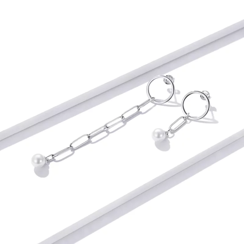 (afbeelding voor) Pandora Style Asymmetrische mooie cirkel Oorhangers - SCE1012 - Bekijken 2