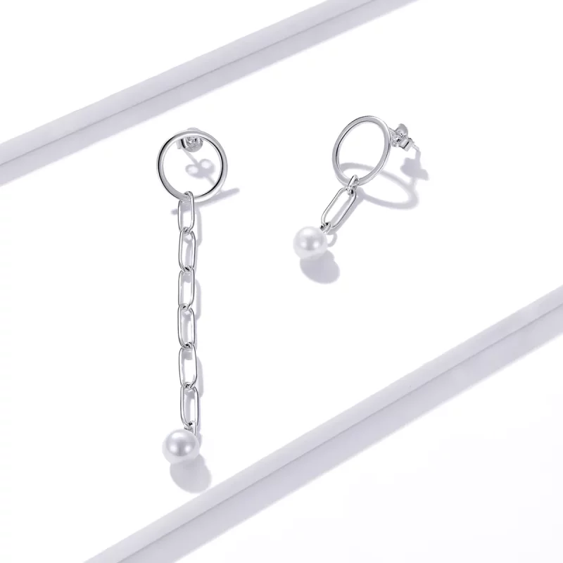(afbeelding voor) Pandora Style Asymmetrische mooie cirkel Oorhangers - SCE1012 - Bekijken 3