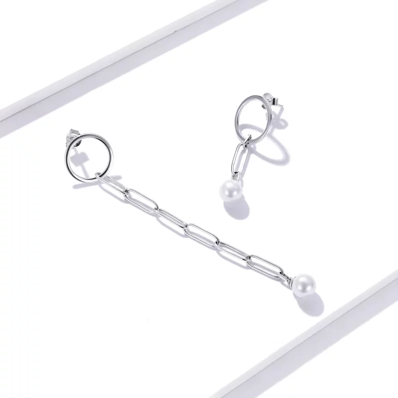 (afbeelding voor) Pandora Style Asymmetrische mooie cirkel Oorhangers - SCE1012 - Bekijken 4