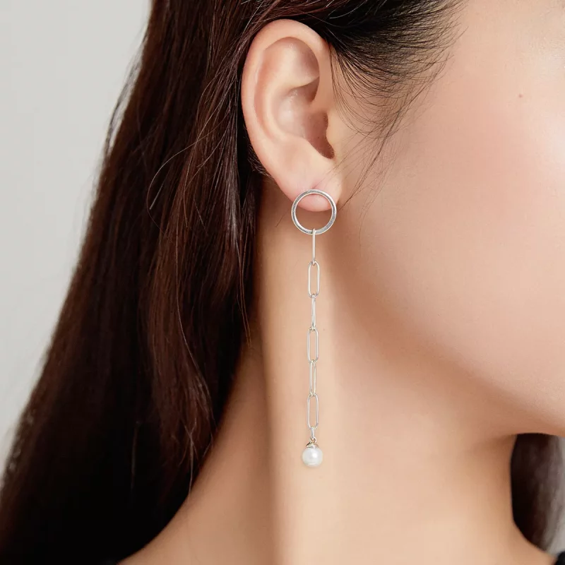 (afbeelding voor) Pandora Style Asymmetrische mooie cirkel Oorhangers - SCE1012 - Bekijken 6