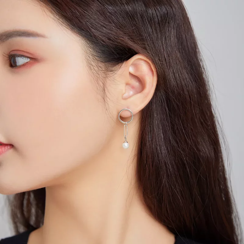 (afbeelding voor) Pandora Style Asymmetrische mooie cirkel Oorhangers - SCE1012 - Bekijken 7