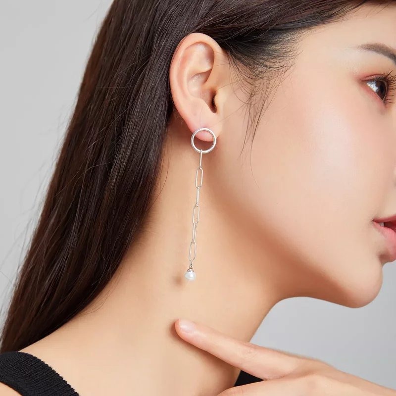 (afbeelding voor) Pandora Style Asymmetrische mooie cirkel Oorhangers - SCE1012 - Bekijken 9