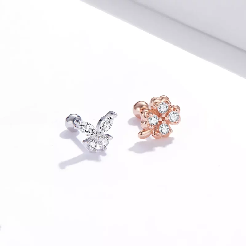 (afbeelding voor) Pandora Style Bicolor Gelukkig Gras en Vlinders Oorknopjes - SCE1008 - Bekijken 2