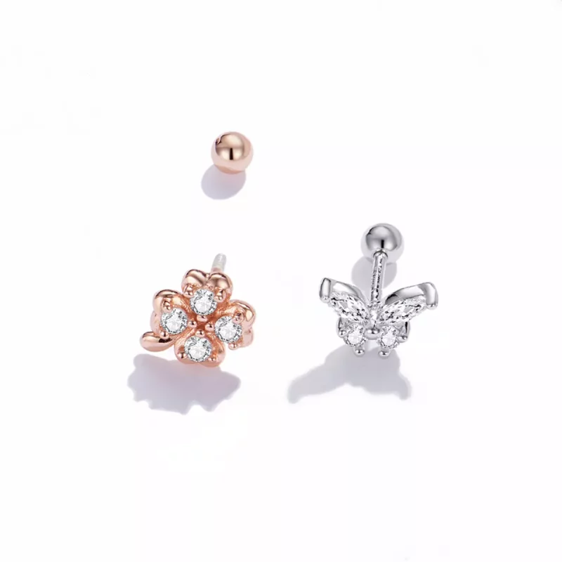 (afbeelding voor) Pandora Style Bicolor Gelukkig Gras en Vlinders Oorknopjes - SCE1008 - Bekijken 4